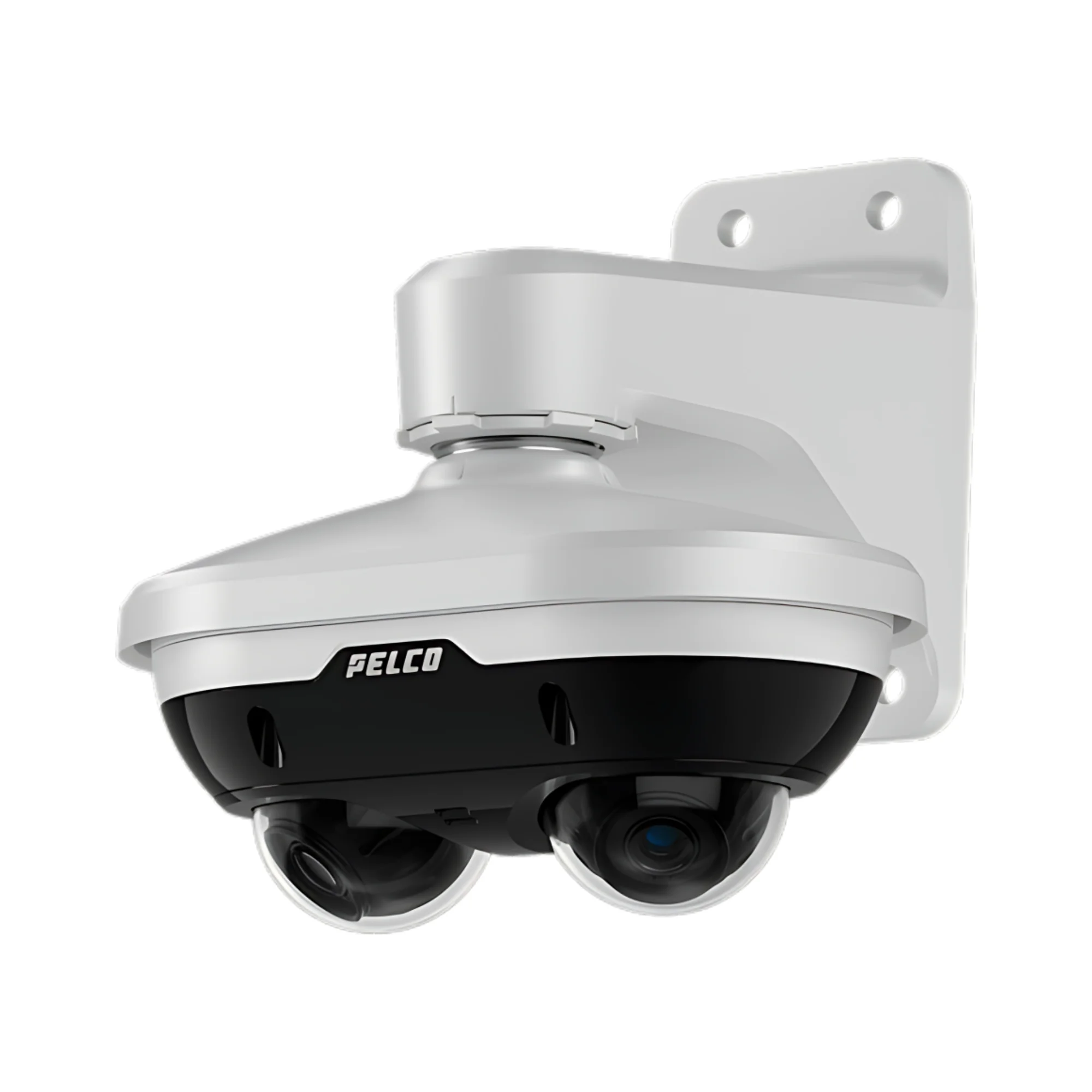 Pelco Sarix Enhanced Duo — telecamera IP panoramica 180° dual-sensor con Smart Analytics integrato, microfono e audio analytics per videosorveglianza di corridoi, scale e ambienti ad ampio sviluppo laterale.