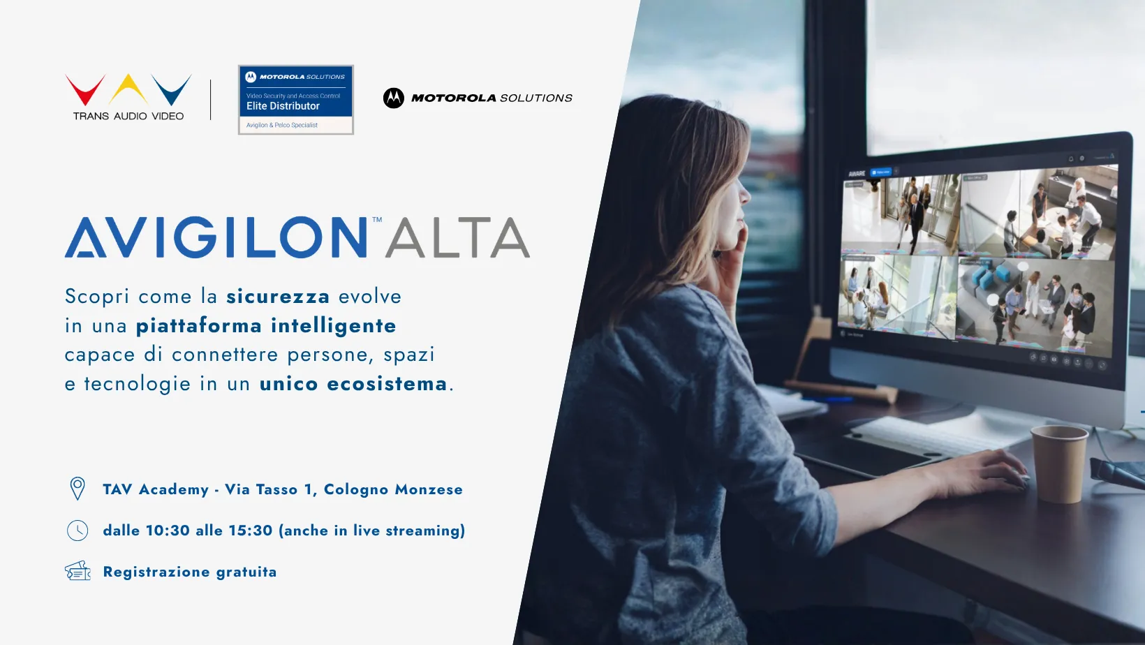 Invito evento Avigilon Alta piattaforma sicurezza intelligente TAV Academy 9 luglio