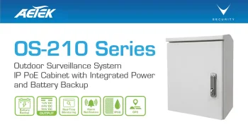 AETEK OS-210-360 armadio esterno per camere di sicurezza con PoE e backup batteria su palo in acciaio inox