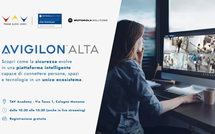 Invito evento Avigilon Alta piattaforma sicurezza intelligente TAV Academy 9 luglio