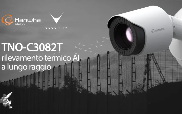 Telecamera termica AI Hanwha Vision TNO-C3082T per rilevamento perimetrale a lungo raggio
