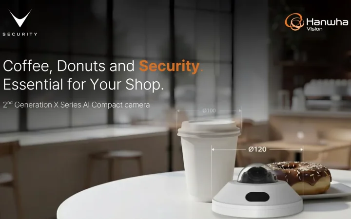 telecamere AI compatte per videosorveglianza serie X Hanwha Vision installate a soffitto