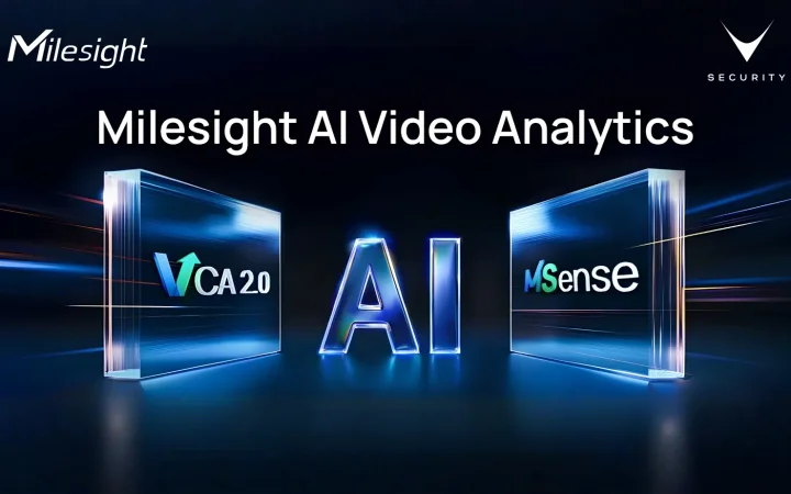Telecamera di videosorveglianza intelligente con doppio motore AI Milesight in ambiente urbano