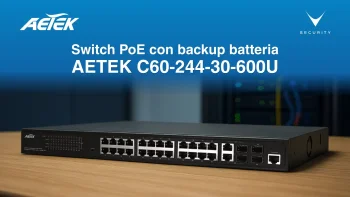 AETEK C60‑244‑30‑600U switch PoE backup batteria per videosorveglianza IP