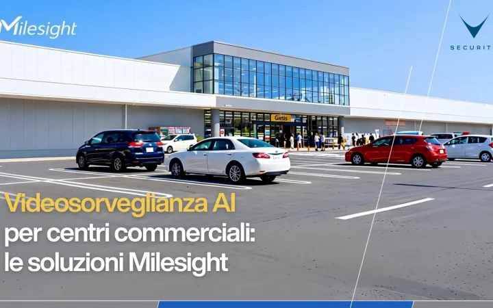 Sistema di videosorveglianza AI per centri commerciali con telecamere PTZ e panoramiche